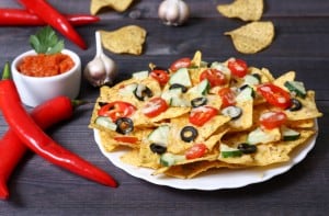 Mexicanske nachos med grøntsager og chilipebre